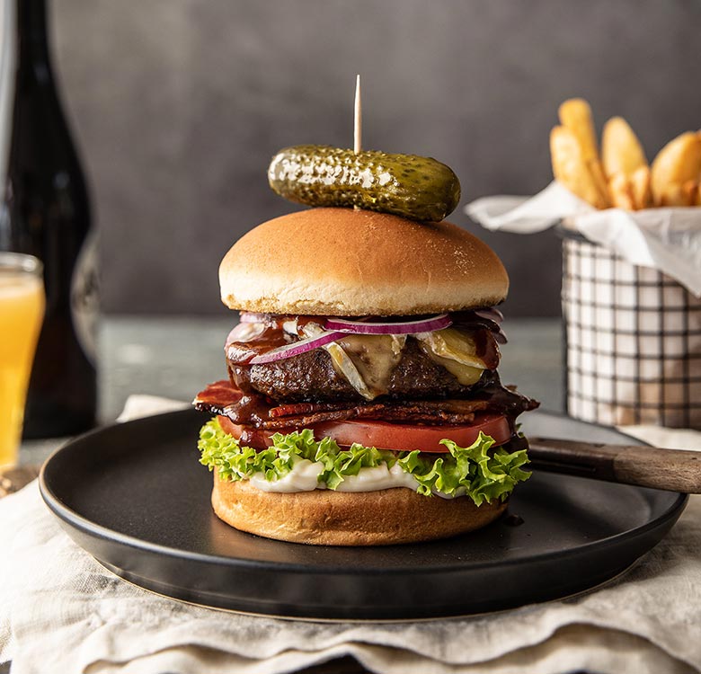 Angus Beef and Bacon Burger With Brie